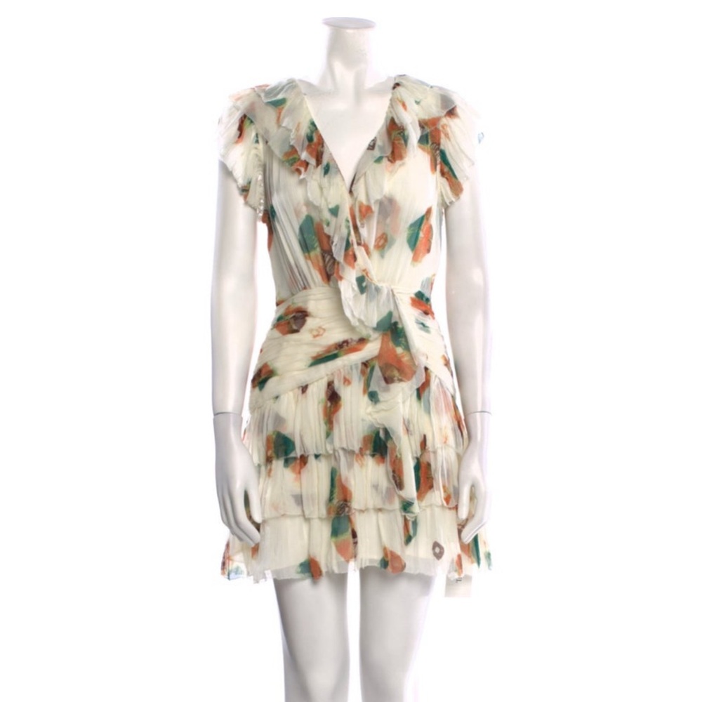 Ulla Johnson Elegant Silk Ruffle Floral Print Dress SZ 00 or XS